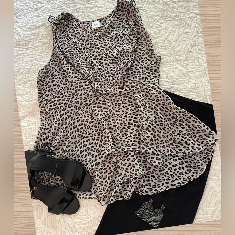 Cabi blouse, animal print, grey/black, size L